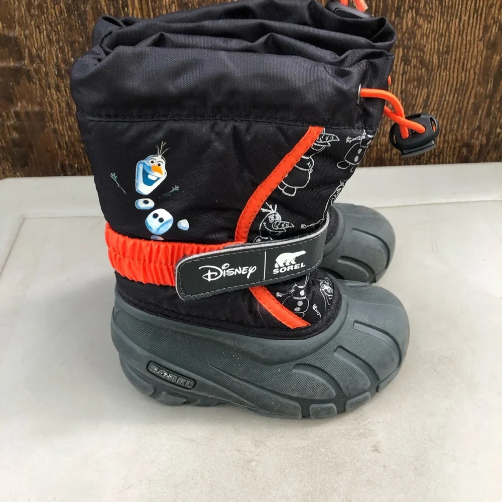 Sorel Kids Black and Orange Olaf Snow Boots